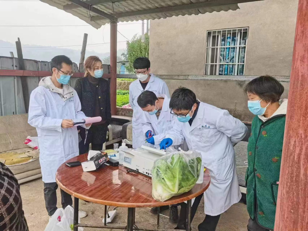 江津区农业农村部门工作人员在先锋镇蔬菜基地开展农产品质量快速检测。市农业农村委供图