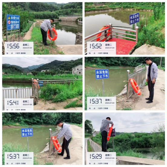 高峰村沿河投放救生圈、救生桿。