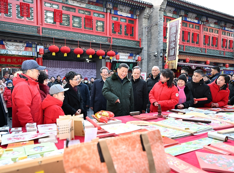 2024年2月1日，習近平總書記在天津古文化街考察。